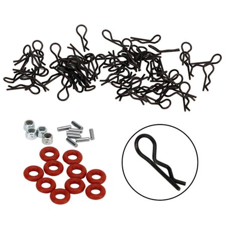 60 stk. RC Bil Karosseri Klips 12mm Længde 0,6mm Dia Nem Fjerninstallation Universal til 1/16 1/18 RC Bil Sort