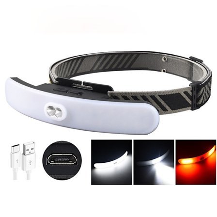 Hodelykt med 6 lysstyrkemoduser, USB-lading, nødblinklys