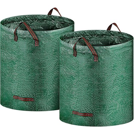 Sæt af 2 72 Gallons Genanvendelige Haveaffaldsposer til Havearbejde, Græsblade, Stor Kapacitet Affaldspose til Havearbejde og Klip, Robust med 4 