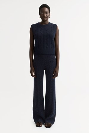 Soft Goat - Cable Knit Singlet - Kaschmirpullover für Damen - S - Navy