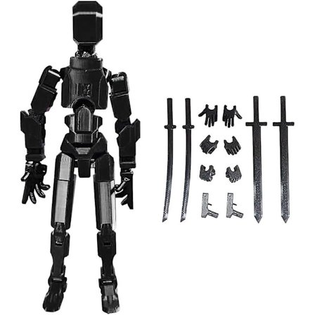 T13 Titan Robot Action Figur Legetøj, Multi-leddet Bevægelig 3D Printet Figur Dummy - Borddekorationer, Valentinsgaver til Ham (Sort)