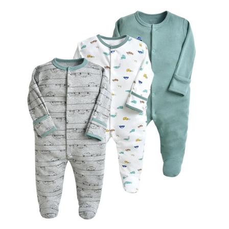 Baby Animal Print 3st Footie Onesies Långärmad Romper