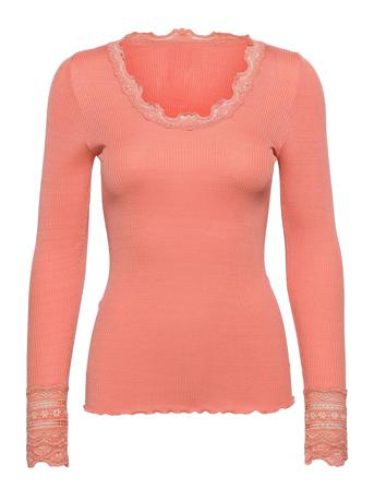 Silk T-Shirt W/ Lace Pink Rosemunde