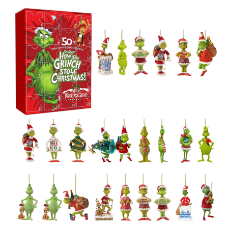 Julegave Blindboks Grønn Hår Monster 24-Dagers Halloween Nedtelling Kalender Blindboks 2023 Type B