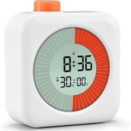 Digital visuell timer (vit), 3 i 1 med timer, klocka och alarmfunktion