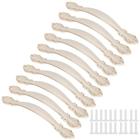 10 sæt dørhåndtag i elfenbenshvid, enkel stil, kontorskuffe, skab, universal 96MM