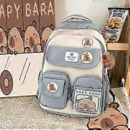 Skoltaske Brun 2024 Capybara Ridge Stor Rygsæk Til Drenge Og Piger, Mærkekort