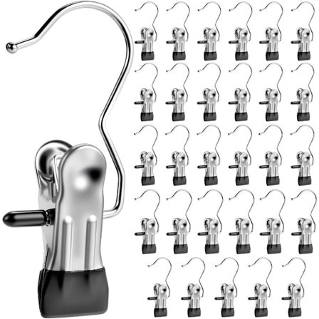 30 vahvaa ja kestävää pyykkipidikettä, mukaan lukien kenkätelineet vaatekaappeihin, pesukoukut, pidikkeet housujen, hattujen, sukkien, pyyhkeiden, 