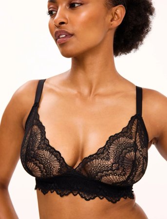 Understatement Underwear Lace Triangle+ Bralette - Black - XXL