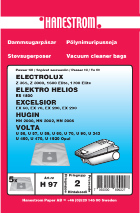 HANESTRÖM Dammsugarpåsar Hanestrom Electrolux Z 365