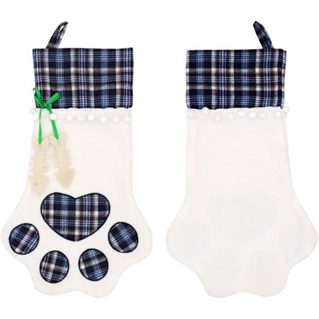 Julstrumpa för husdjurskatt, hängande julstrumpa med stor tass för julgransdekorationer, 45,7 x 27,9 cm