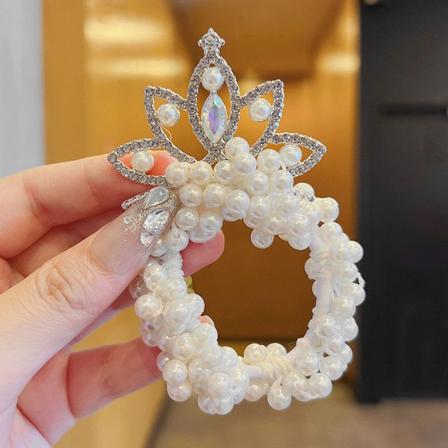2 St Fashion Pearl Crown Princess Elastiska Hårband För Barn