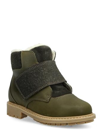 Sigge Print Velcro Boot Green Wheat