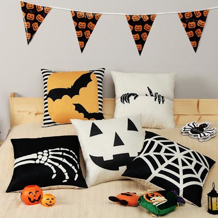 Halloween Dekorativt putetrekk 45x45 cm Sett med 5 Halloween-dekorasjoner, ZQKLA