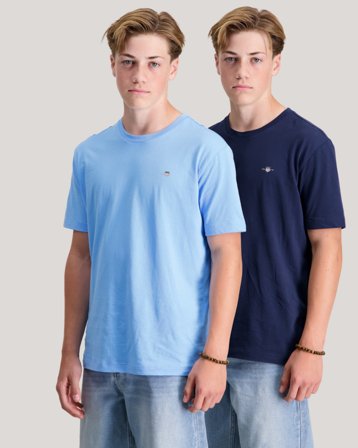 GANT C-NECK T-SHIRT 2-PACK Niebieski T-shirty Chłopiec - Kids Brand Store