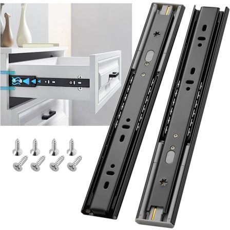 Mjuka stängningslådor Löpare Skåp Lådskenor Tunga 45 kg Lastkapacitet Full Extension, 1 par