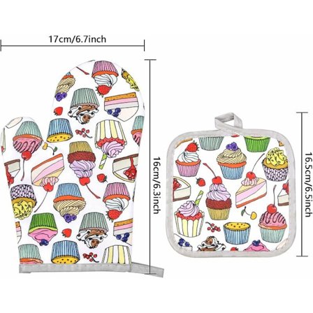 Handske och grytlapp, 17 x 17 cm / 26 x 16 cm Mikrovågsugnshandske