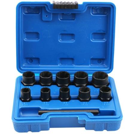 Uuttotyökalusarja, vaurioitunut pultinpoistotyökalu, pulttihylsysarja lukittujen pyöränmuttereiden, vaurioituneiden pulttien poistamiseen, yhteensä 11