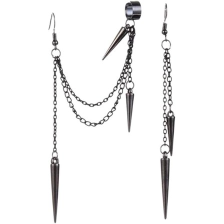 Retro Lange Korte Nitte Øreringe Øreklips Punk Goth Kvast Øreringe