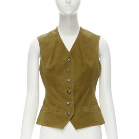 Hermès Vintage, Pre-owned Suede tops Bruin, Dames, Maat:L,leer,animal