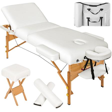 Tectake 3-zons Massagebordsset Med 10 Cm Stoppning Och Träram Vit