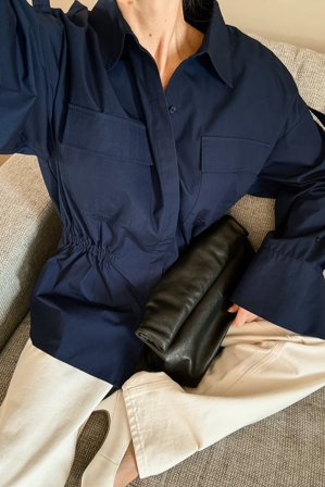 NA-KD Cargo-Shirt mit Kordelzug - Hemden - Blau - EU 34