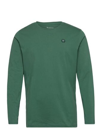 Badge Long Sleeve - Gots/Vegan T-shirts Long-sleeved Vihreä Knowledge Cotton Apparel
