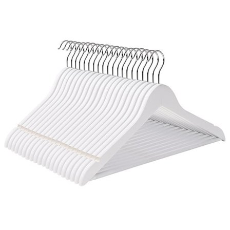 Bøjler i massivt træ 20-pak - Hvid