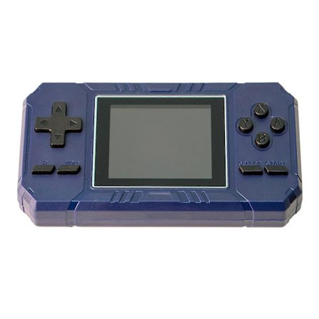 Håndholdt spillkonsoll med innebygde klassiske spill, LCD-skjerm, familievennlig moro, blå