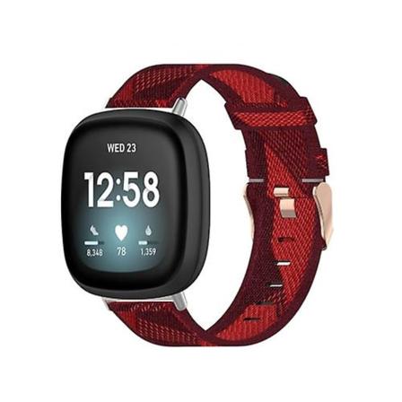 Universal nylonvævet canvas-urrem til Fitbit Versa 4 / Sense 2 VCU Red Stripes
