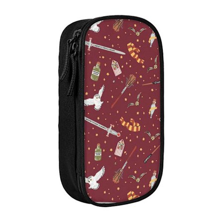 Harry Potter Blyantsæske Stor Kapacitet Pen Sæske Dobbelt Lynlåse Pen Taske Kontor Papirvarer Taske Kosmetik Taske Med Rum