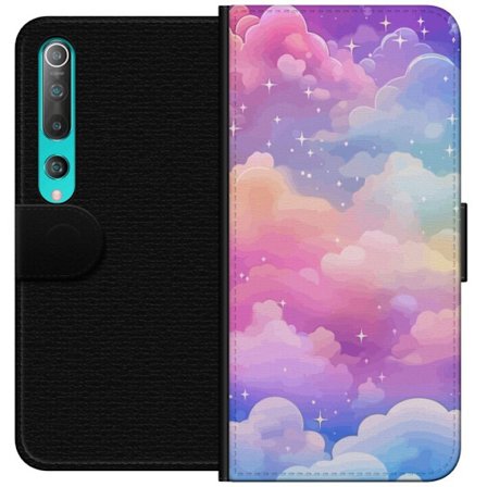 Kompatibelt Lommeboketui til Xiaomi Mi 10 5G Søt enhjørning med regnbuefarget hår mot en stjernebelagt pastellbakgrunn i kawaii-stil