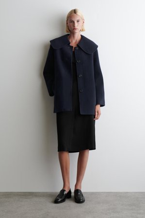 COS Women's Collared Double-Faced Wool Jacket in Blue