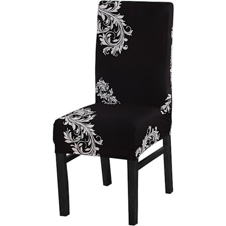 Stolebetræk Sæt med 6 Sort Hvid Vinge Fritbærende Høj Ryglæns Spisestuestol Betræk Elastisk Stræk Spandex Stol Pr