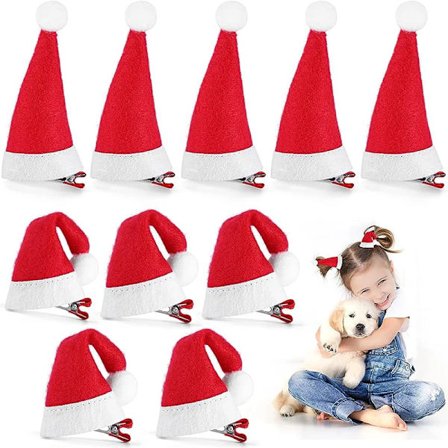 8pcs Christmas Hair Clip Xmas Hat Hair Clips Santa Cap Duckbill Clips Cute Mini Hat Hair Barrettes Holiday Hair Accessories