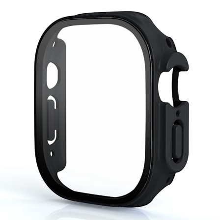 Apple Watch Ultra cover with tempered glass screen protector - Black