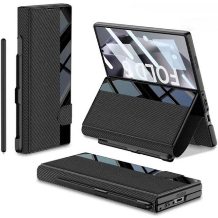 Til Samsung Galaxy Z Fold 6 med S Pen-lomme, Indbygget Skærmbeskytter PU Læder Magnetisk All-Inclusive Flip Cover