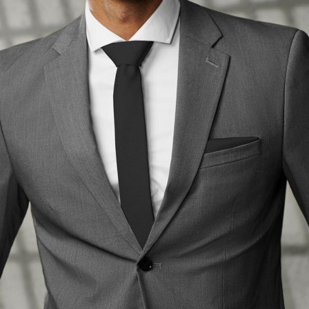 Extra Lange Zwarte Basic Stropdas van 8 cm voor mannen - Effen stropdassen