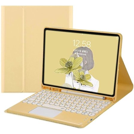 iPad Pro 12.9 tum Avtagbart Touch Bluetooth Tangentbord med Runda Tangenter (Gult)