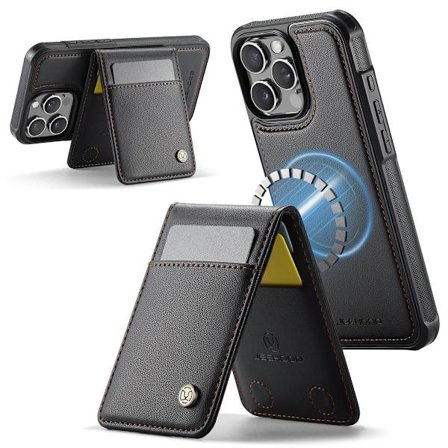 (iPhone 17:lle) Magsafe-lompakkokotelo RFID-suojauksella ja irrotettavalla monitoiminäyttötelineellä, iskunkestävä 2 korttipaikalla