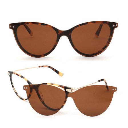 Tortoise Cat Eye Magnetic Sunglasses Polarized Clip On Eyeglass Frames Women