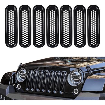 7 kpl auton säleikön lisäosia, musta etusäleikön suojuspidike, kiinnitettävät etusäleikön lisäosat sopivat 2007–2017 Jeep Wrangler JK JKU -malleihin