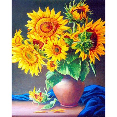 30 x 40 cm, auringonkukkadiamanttimaalaus, timanttikirjontamaalaus