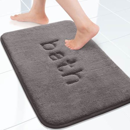 Tjock badrumsmatta extra mjuk halkfri badrumsmatta superabsorberande badrumsmatta maskintvättbar fotmatta för badrum, kök (40 x 60 cm, grå)