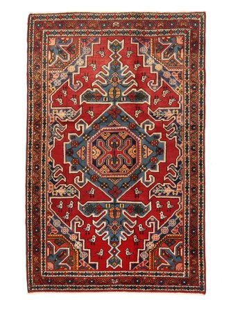 Hamadan Matot Käsinsolmittu 130X205 Matto Tummanpunainen/Musta Persia