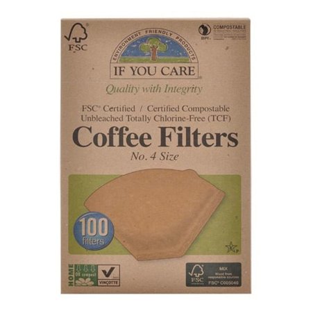 If you care Coffee filters no. 4, ubleget 100 stk., Helse & Madvarer, Drikkevarer, Kaffe