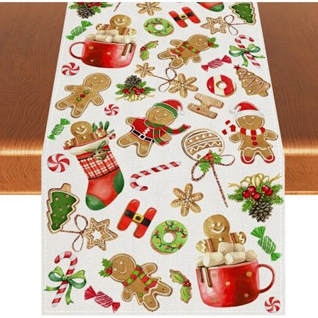 Joulu piparkakku pöytäliina talvi uusi vuosi joulukoriste piparkakku joulukoristeet ja kodin pöytätarvikkeet - 13×72''