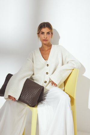 NA-KD Strick-Cardigan aus Wollmischung - Cardigans - OffWeiß - M (EU 38-40)