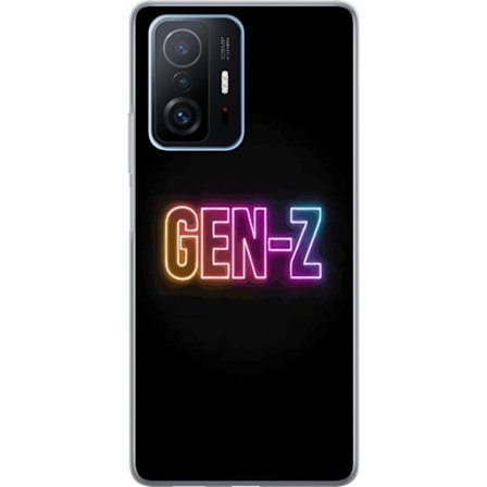 Yhteensopiva Puhelinkuori Xiaomi Xiaomi 11T Pro Neontext Gen Z värikkäässä valossa tummaa taustaa vasten modernissa digitaalisessa tyyliissä