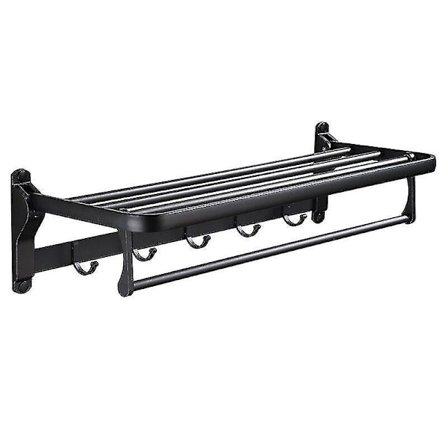 Hopfällbar svart rymd aluminium badrums handduksställ